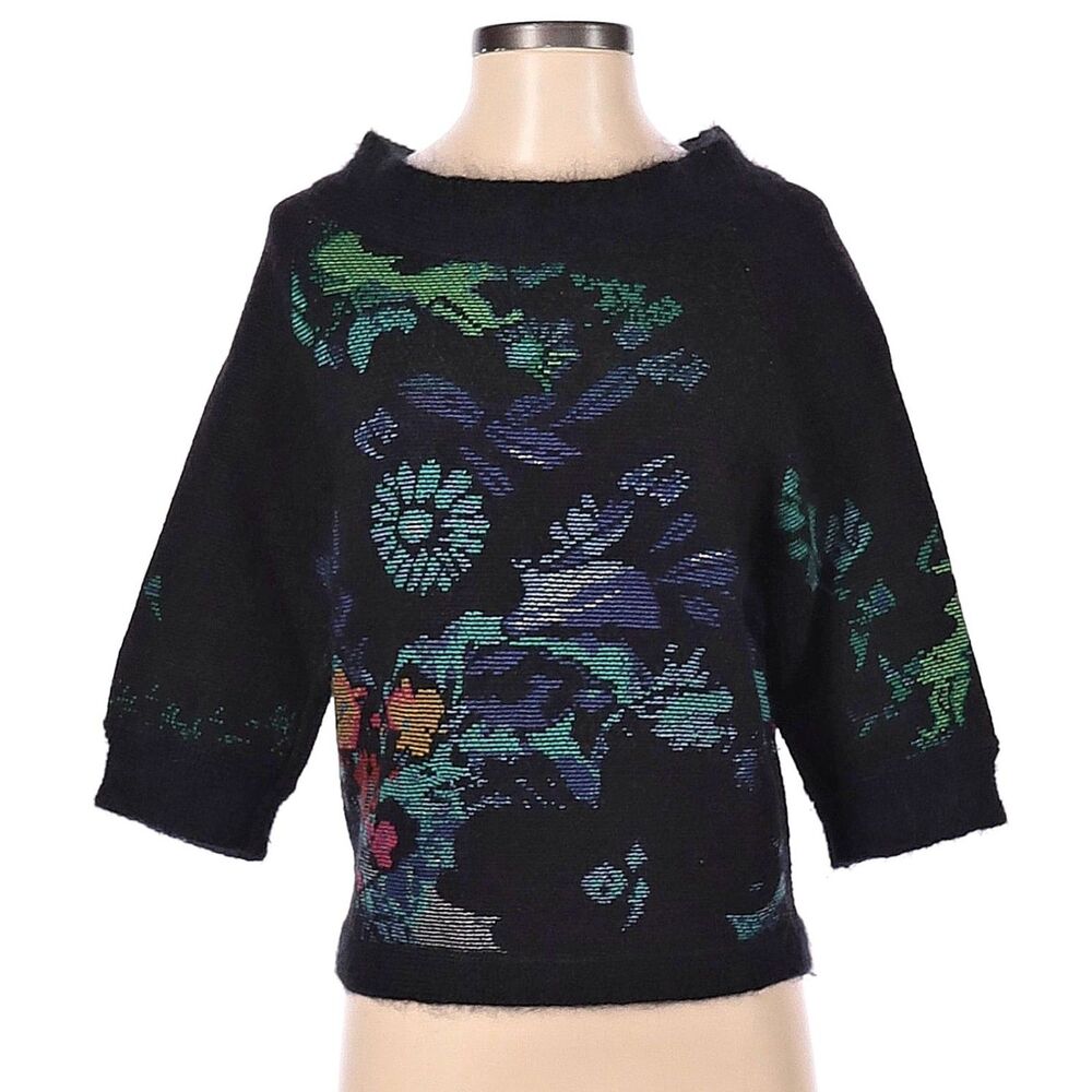Didier Parakian Sweater Floral Mohair Blend Wool Fuzzy Cozy Designer Size Small
